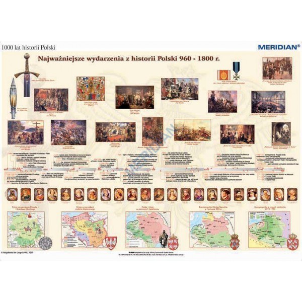 1000 lat historii Polski dziedzictwo narodowe 960-1800 ścienna plansza dydaktyczna 200x150 cm