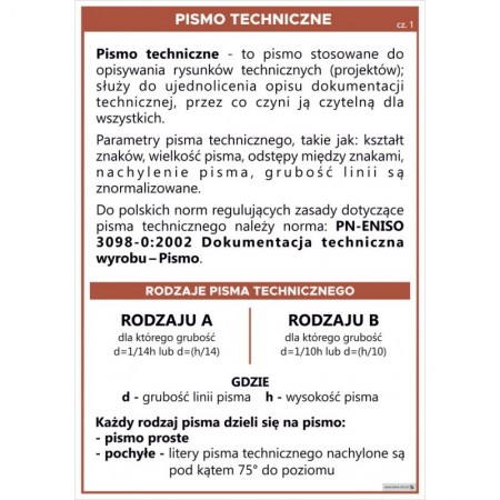 Pismo techniczne cz. 1 plansza 70x100 cm