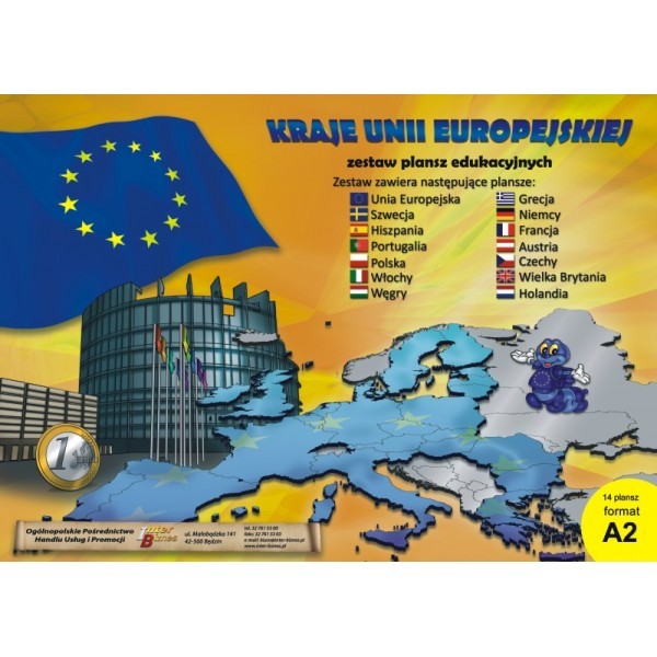 Kraje Unii Europejskiej cz1. 14 plansz A2 (420mm x 594mm)