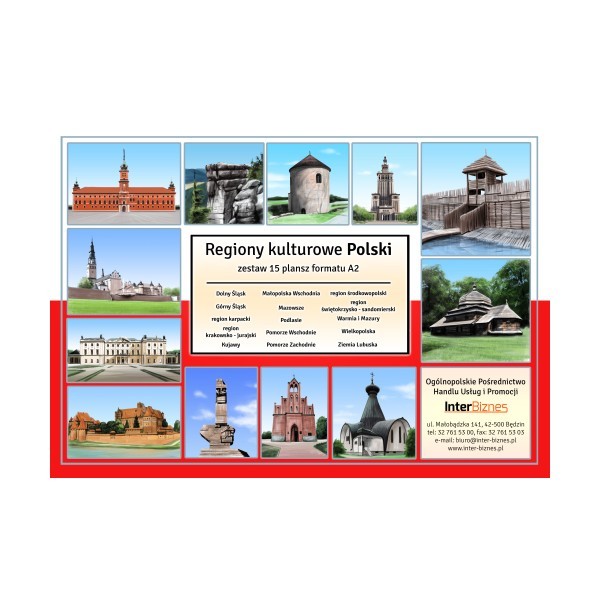 Regiony kulturowe Polski 15 plansz A2 (420mm x 594mm)