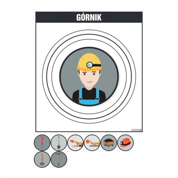 PLANSZA ZAWÓD GÓRNIK (Z MAGNESAMI)