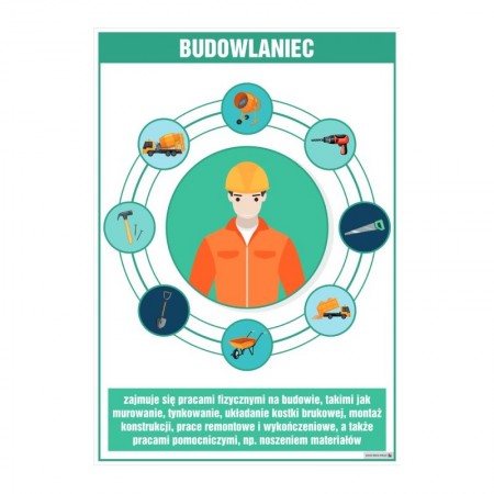 PLANSZA ZAWÓD BUDOWLANIEC (Z OPISEM)