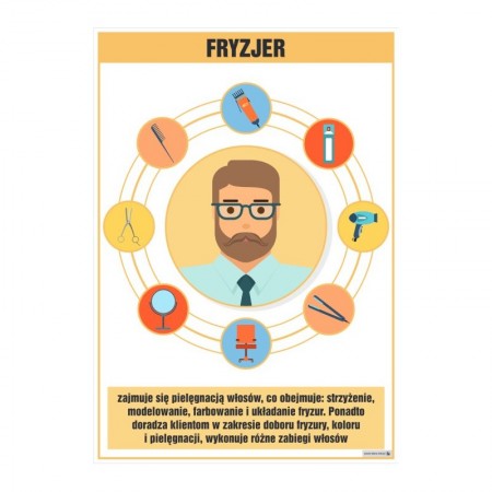 PLANSZA ZAWÓD FRYZJER (Z OPISEM)
