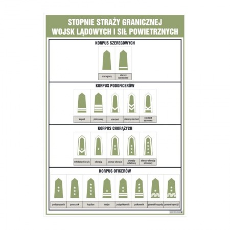 Stopnie straży granicznej - wojsk lądowych i sił powietrznych plansza