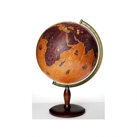 Globus 420 retro żaglowce stopka drewniana