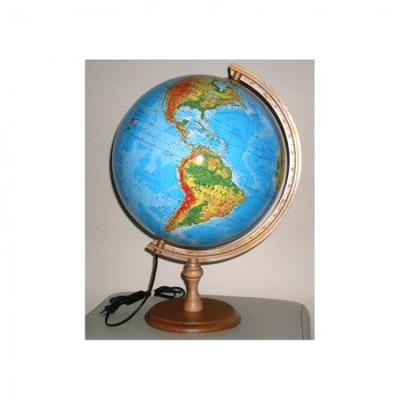Globus 320 fizyczny podświetlany stopka drewniana
