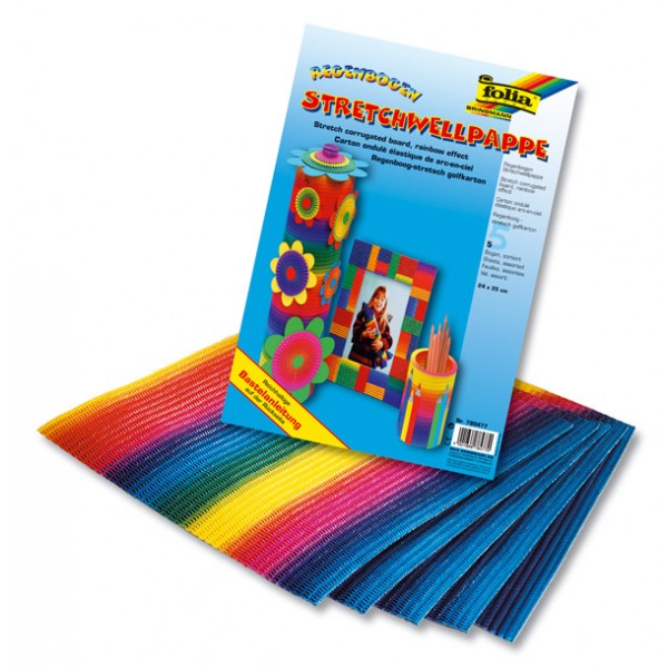 Tektura rozciągliwa tęczowa 5 arkuszy 24 x 35 cm