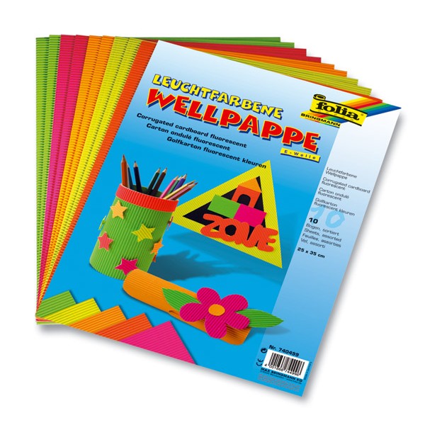 Tektura falista 5 kolor&oacute;w FLUO - 35 x 50 cm