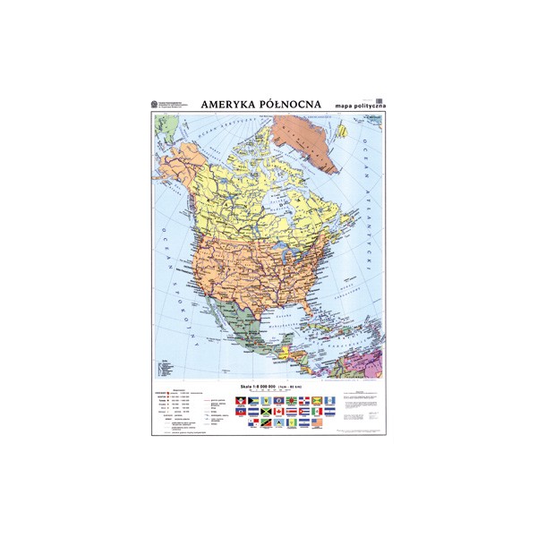 Ameryka p&oacute;łnocna mapa polityczna/konturowa