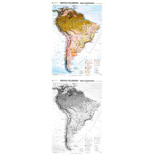 Ameryka południowa  mapa krajoobrazowa/konturowa