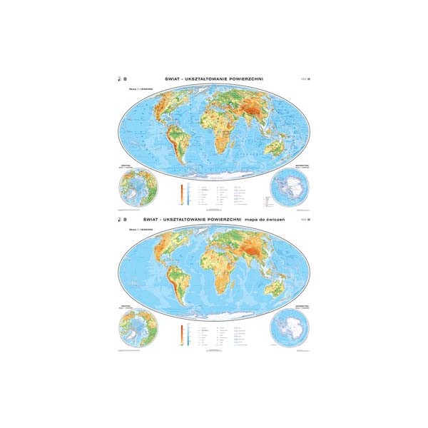 Świat. Mapa ogólnogeograficzna / mapa do ćwiczeń