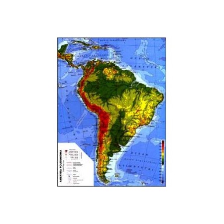Mapa fizyczna Ameryka południowa
