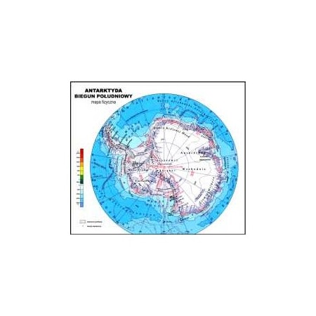 Mapa fizyczna Antarktyda biegun południowy