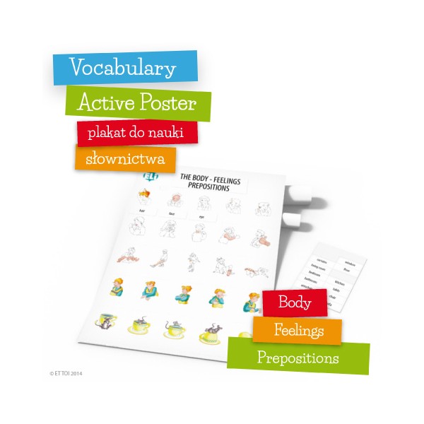 Vocabulary Active Poster Body Feelings Prepositions z zawieszką